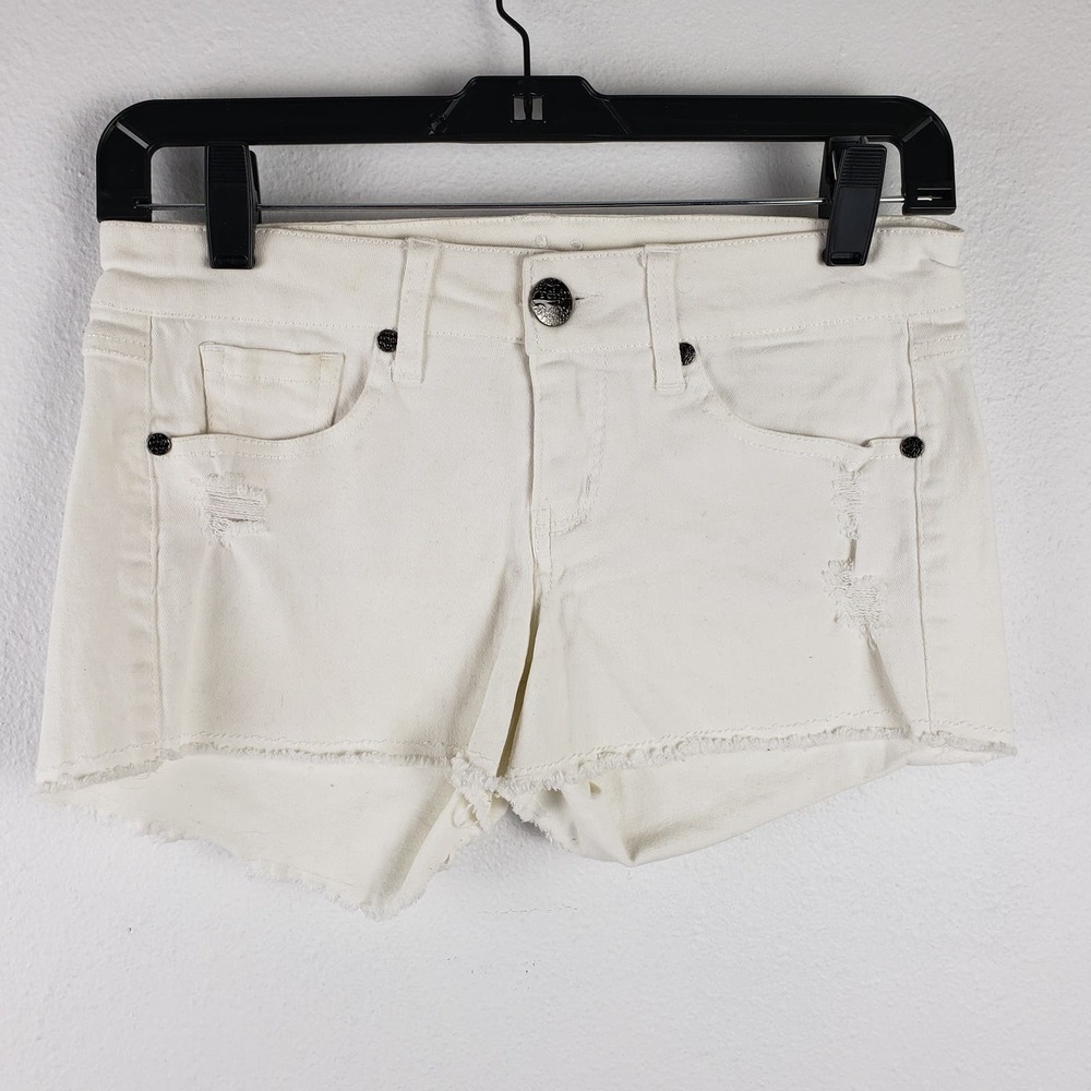 Reign Junior's Size 3 Cutoff Jean Shorts White Frayed‎ Distressed Denim